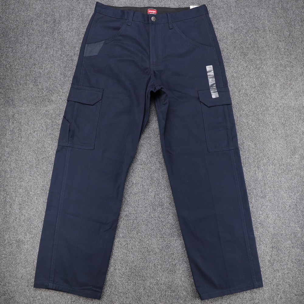 Wrangler Workwear Mens Navy Blue Cargo Pants 32x30 Straight Leg 112320219 NEW